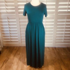 Brand NEW Classic Fashion T-Shirt Maxi Dress XL Teal Loungewear Pockets Casual